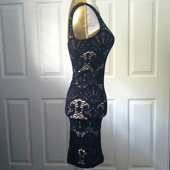 Intimately Free People Black Medallion Crochet Bodycon Dress Size XS - Picture 9 of 14
